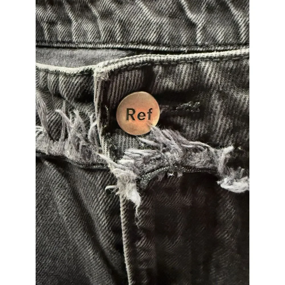 Reformation Crop Cigarette Euphrates Raw Hem Frayed Charcoal Black - Picture 7 of 16